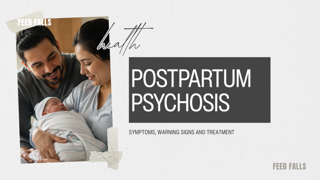 New mother receiving support while learning about postpartum psychosis and postpartum mental health