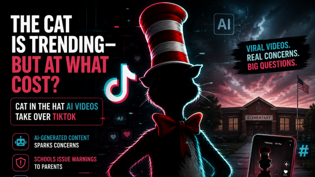 Viral Cat in the Hat social media trend involving AI-generated images and school safety concerns