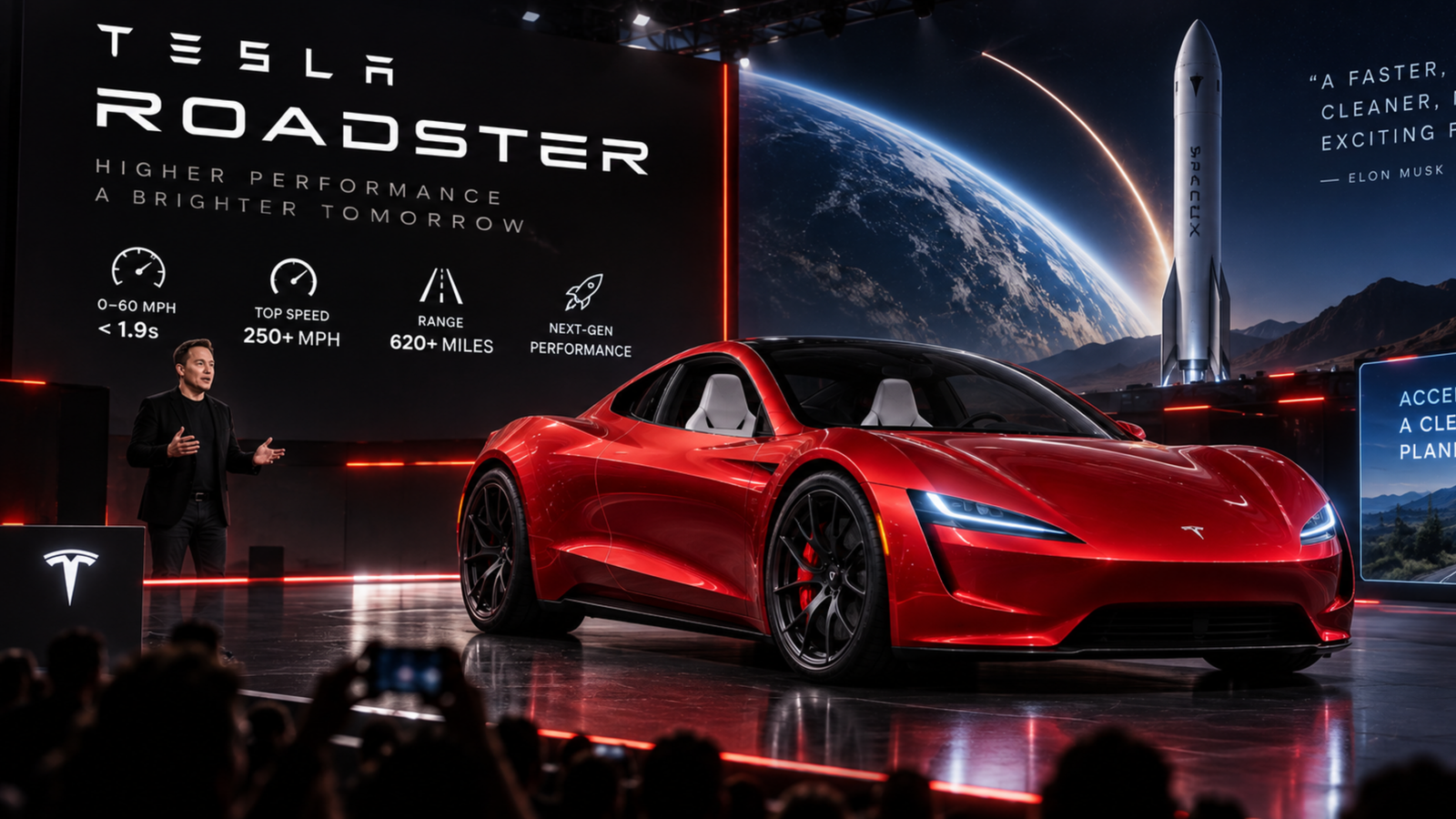 Tesla Roadster electric sports car ahead of its October 2026 reveal