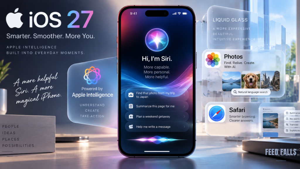 iPhone running iOS 27 with new Siri AI and Apple Intelligence features