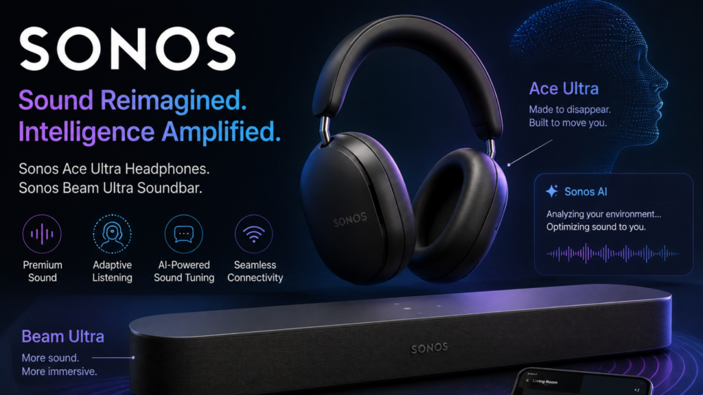 Sonos Ace Ultra headphones and Beam Ultra soundbar unveiled with new Sonos 27 AI software